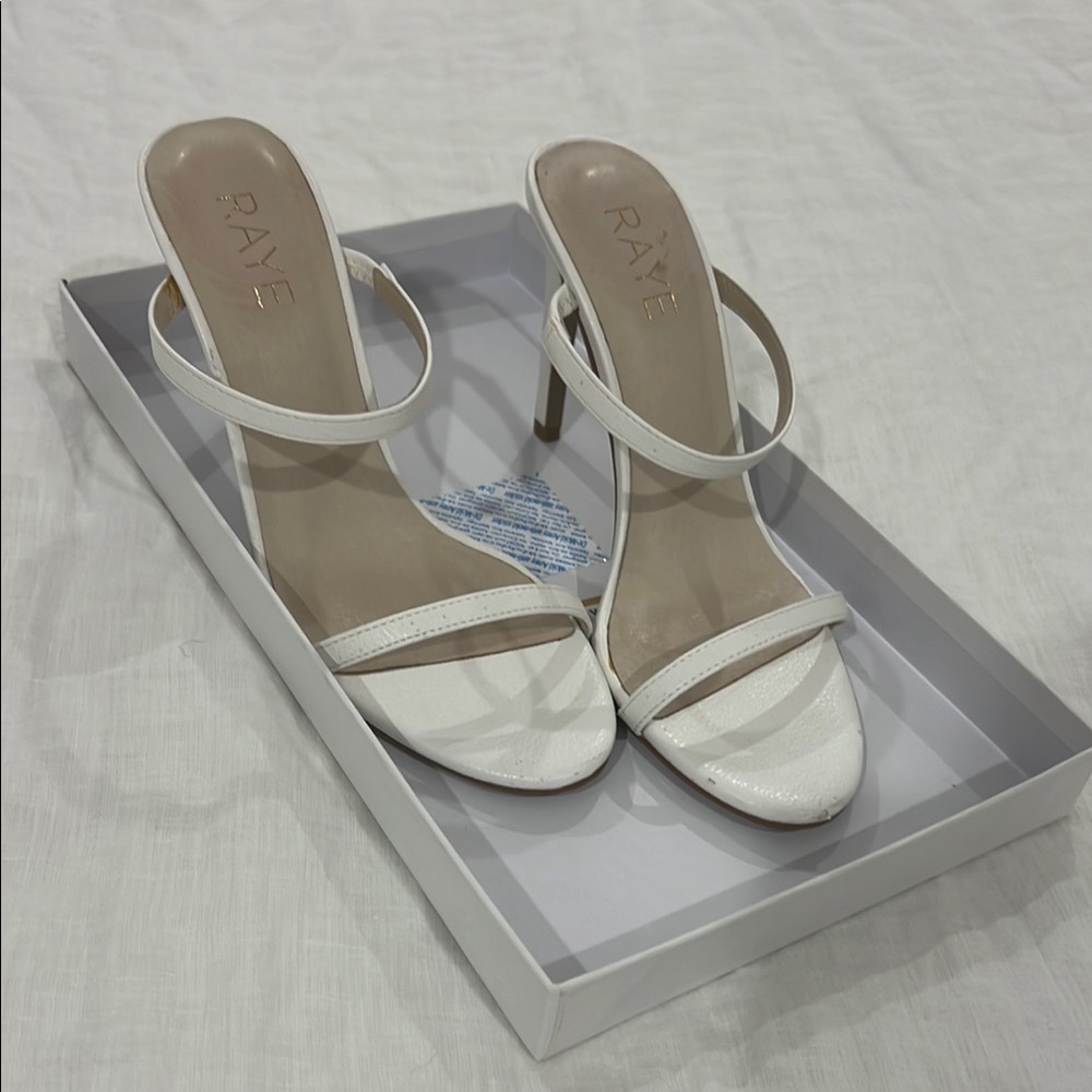 RAYE White Strappy Heels 7.5 bridal summer heels